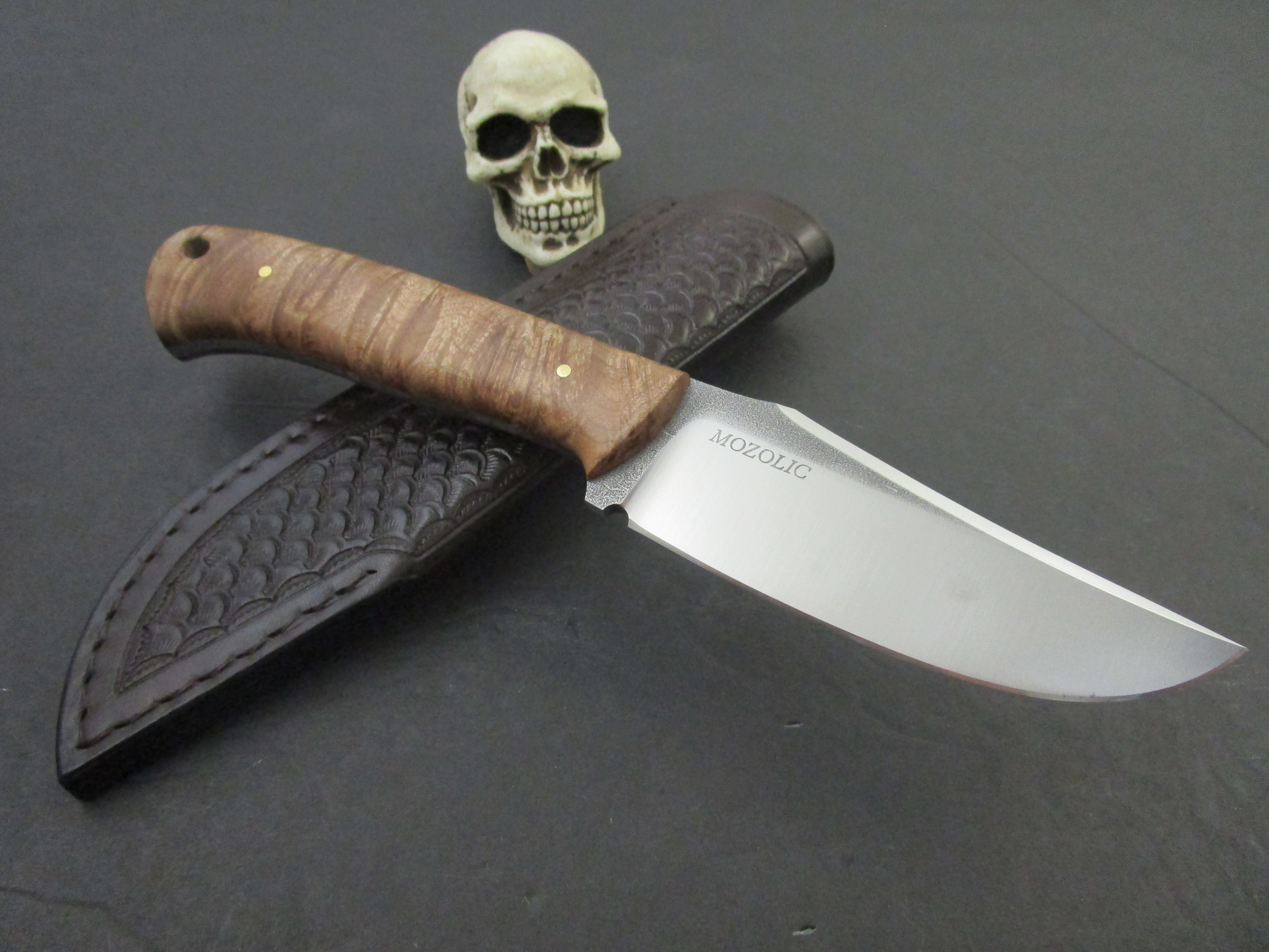 Milan Mozolic Knives Forged O1 Maple Burl EDC / Fighter &SOLD*